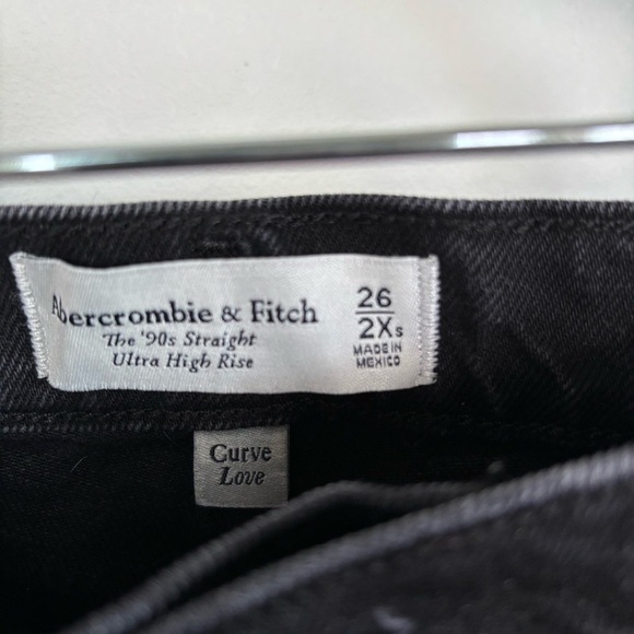 Abercrombie‎ & Fitch The 90s Straight Ultra High Rise Black Jeans Size 26 - Picture 2 of 4